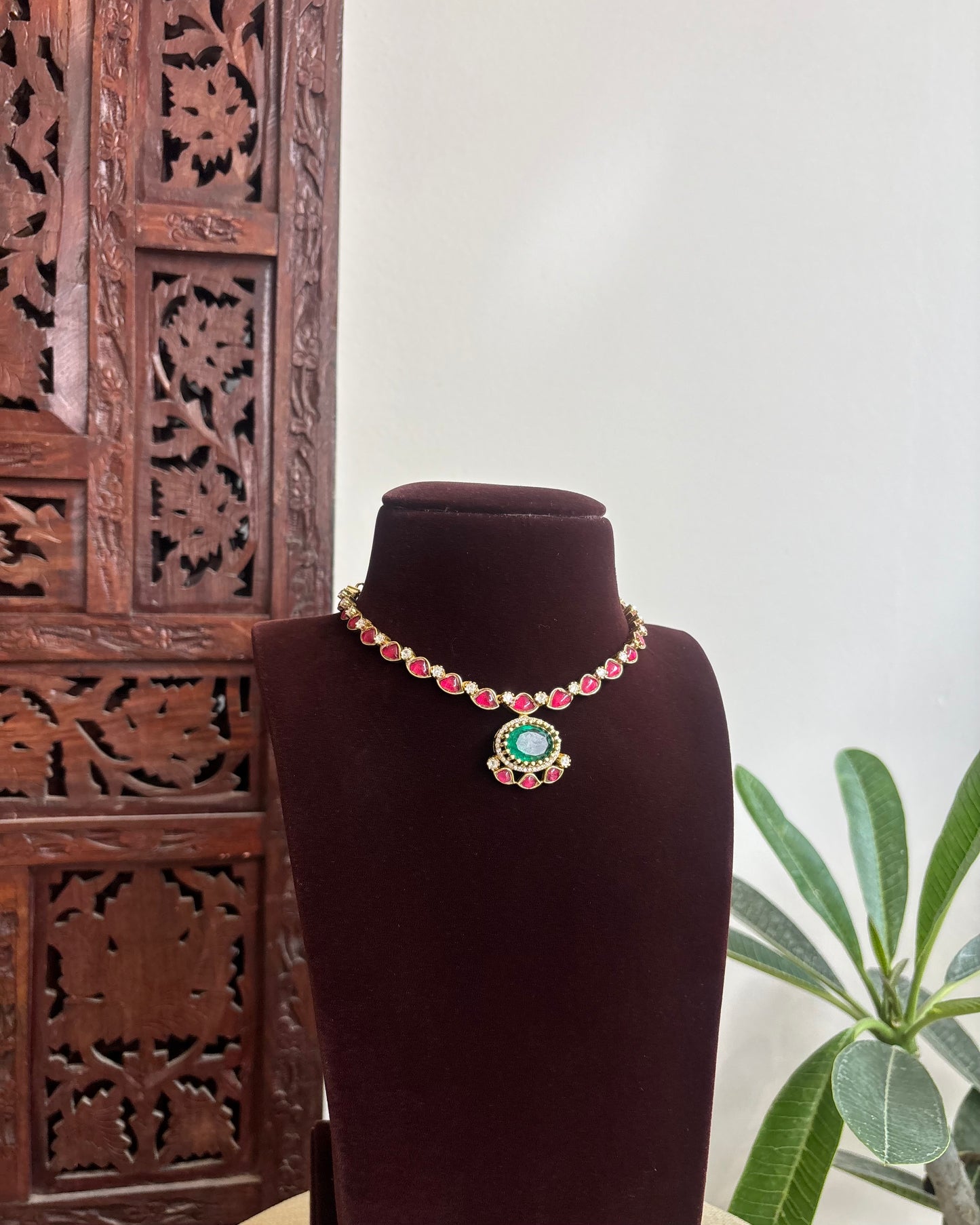 Mossanite Kundan Necklace – Contemporary Design | NC465