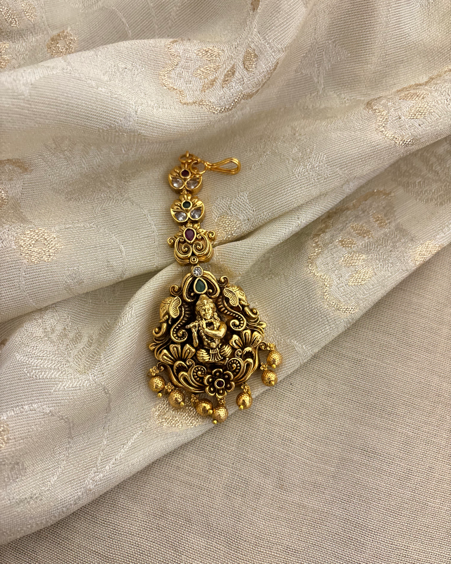 Antique Lakshmi Motif Maang Tikka | Multi Colour | MT313