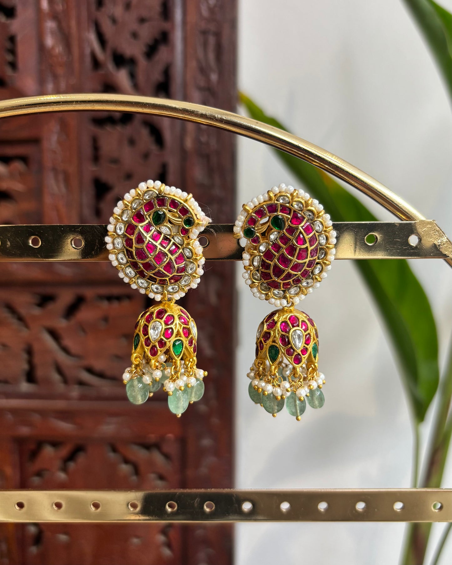 Jadau Kundan Mango Motif Jhumkas | ER175
