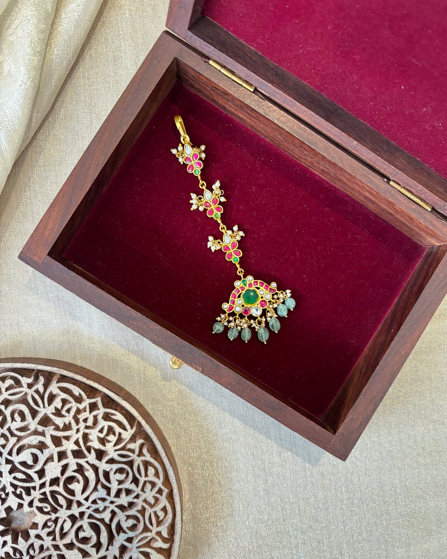 Floral Jadau Kundan Maang Tikka | MT183