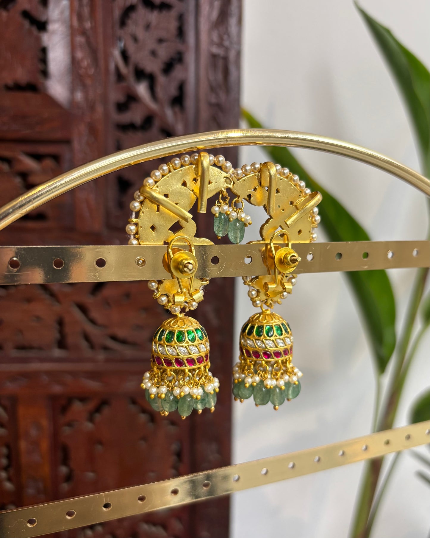 Regal Peacock Ear Cuff Jhumkas – Intricate Kundan Design | ER171