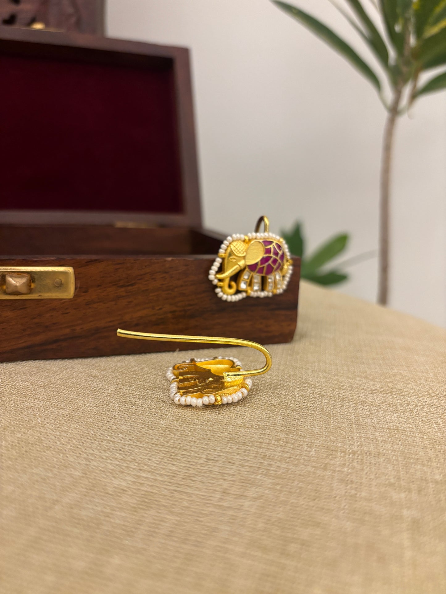Elephant Jadau Kundan Hair Pins (Set of 2) – Elegance for Your Braids | HA346