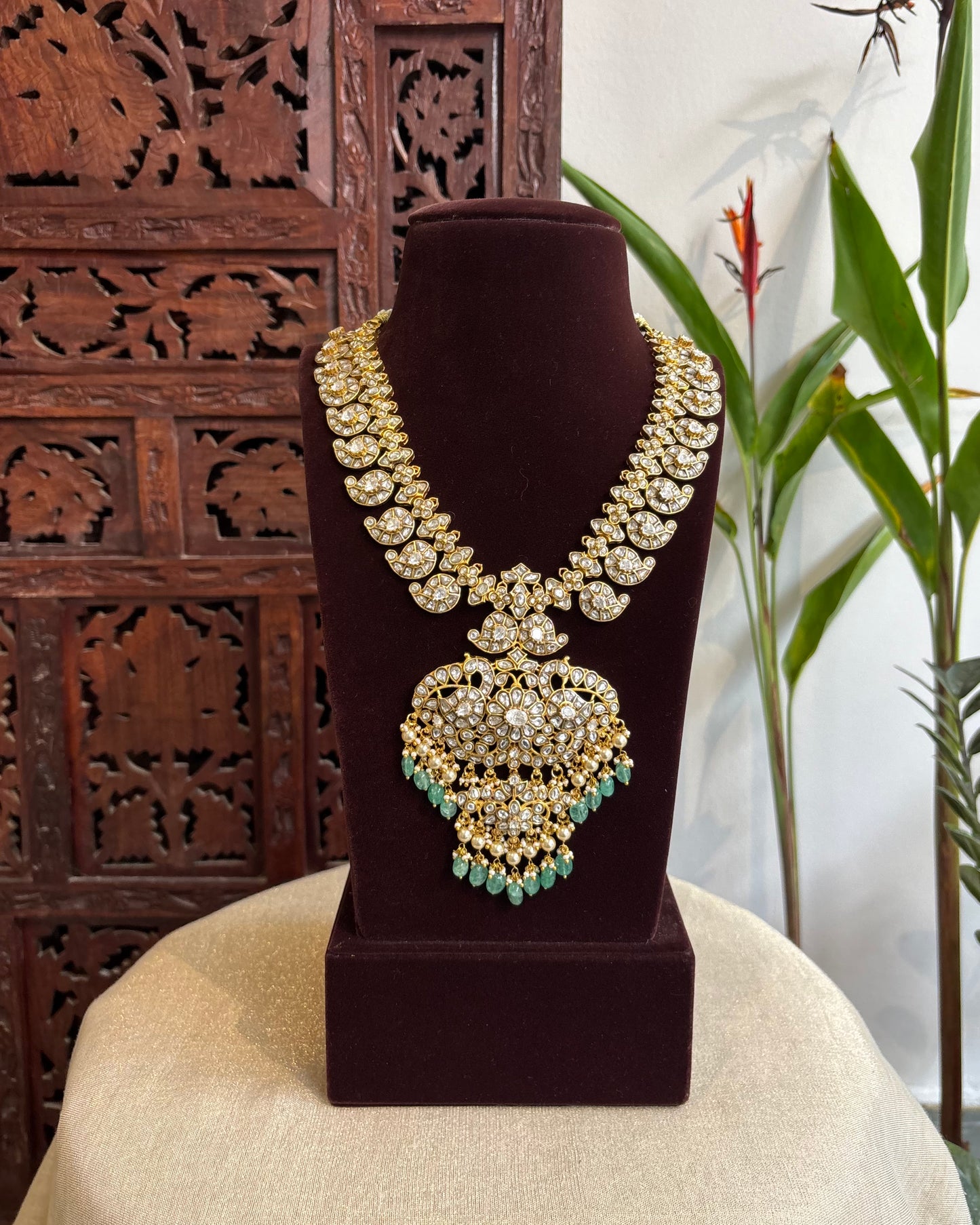 White Jadau Kundan Mango Necklace Set | NC217