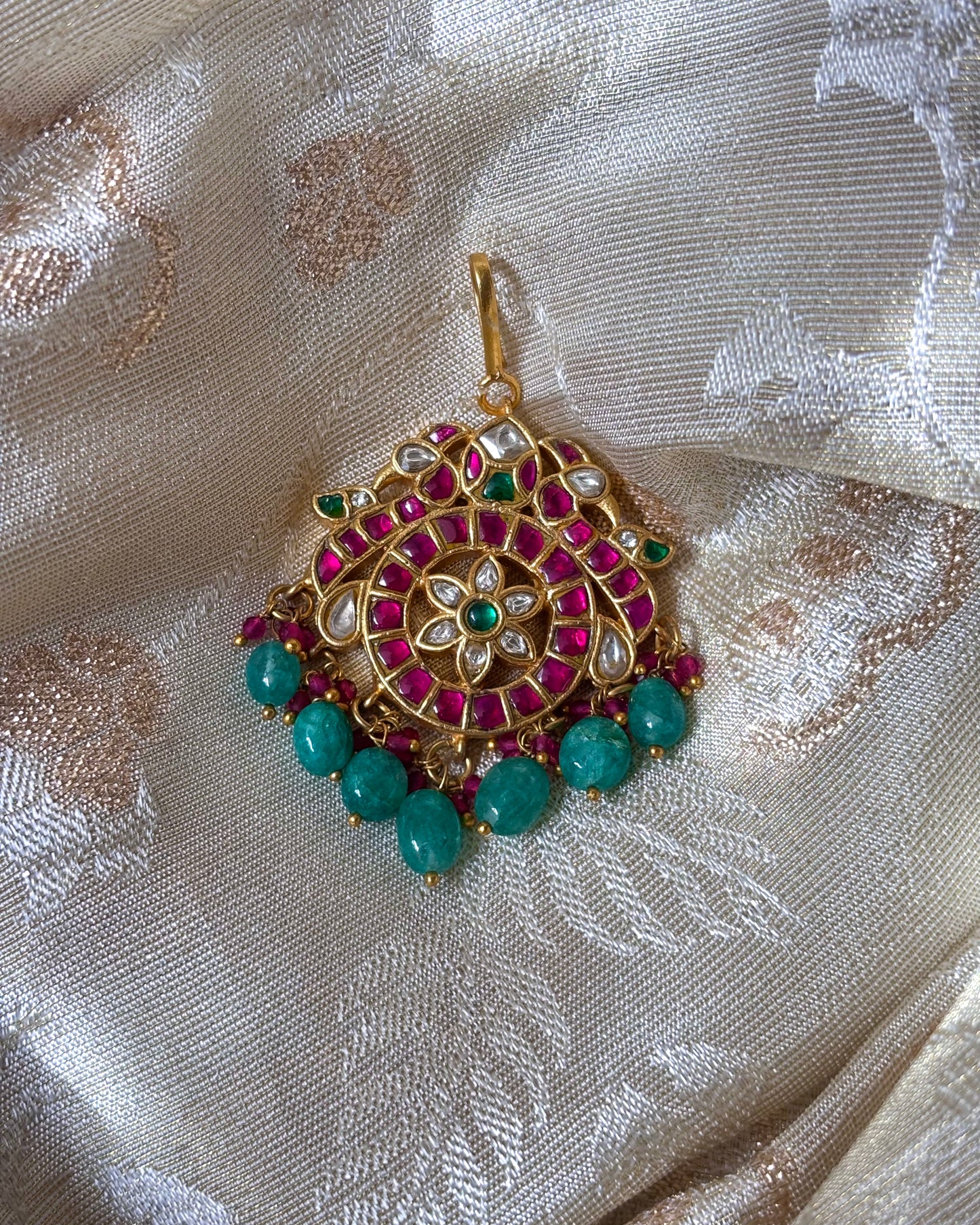 Floral Peacock Jadau Kundan Maang Tikka | MT059