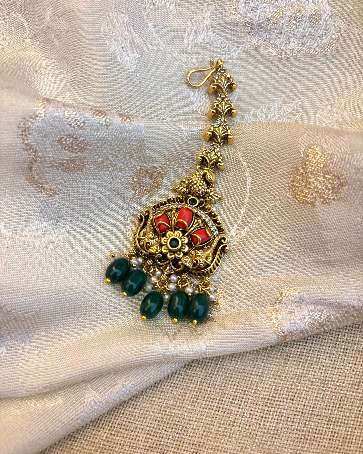 Antique Coral Maang Tikka | MT111