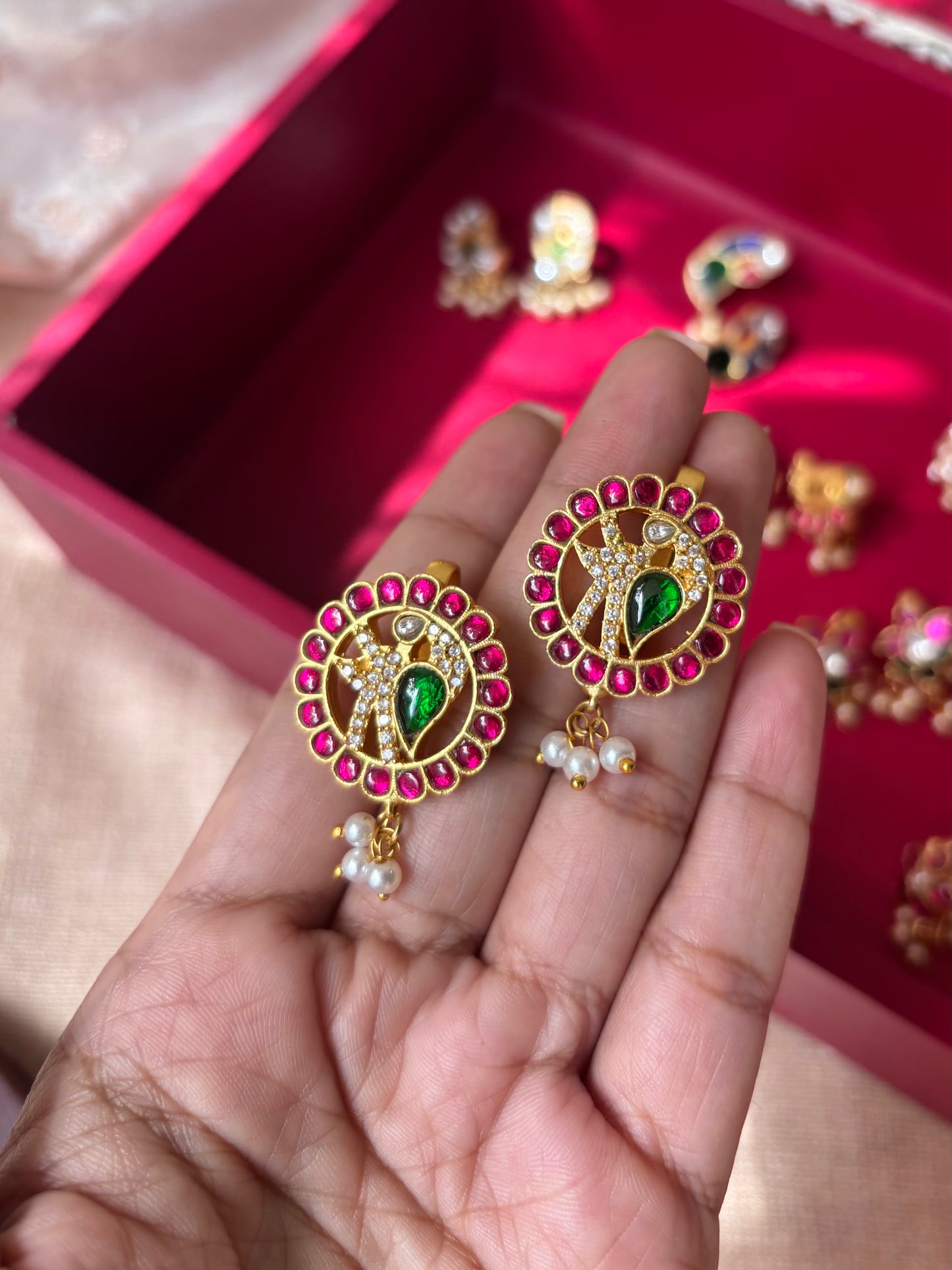 Handcrafted Peacock Bugadi – Jadau Kundan Ear Accessory in Gold Plating | ER030