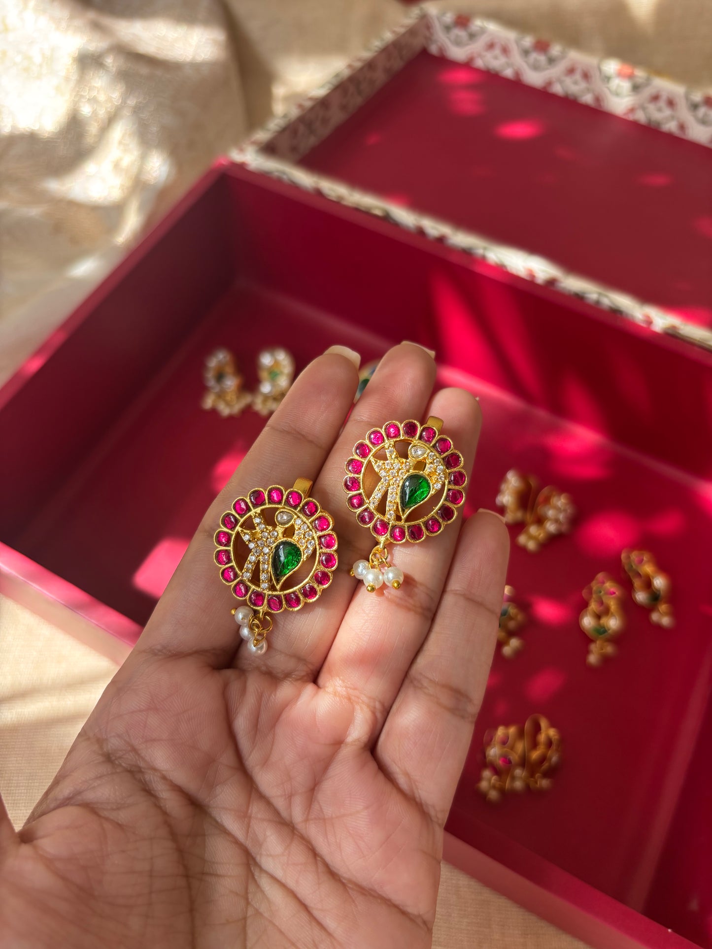 Handcrafted Peacock Bugadi – Jadau Kundan Ear Accessory in Gold Plating | ER030