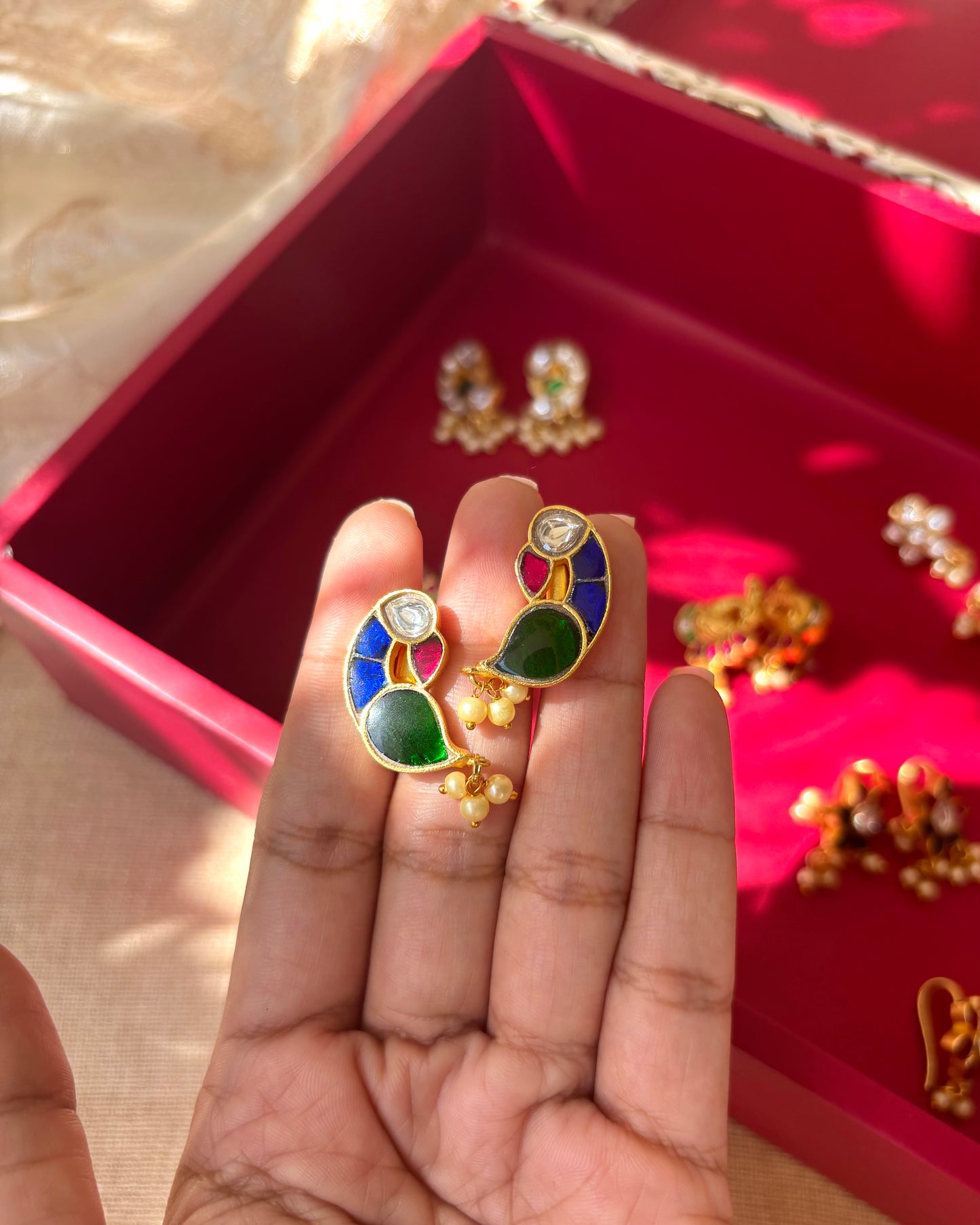 Handcrafted Peacock Bugadi – Jadau Kundan Ear Accessory in Gold Plating | ER033