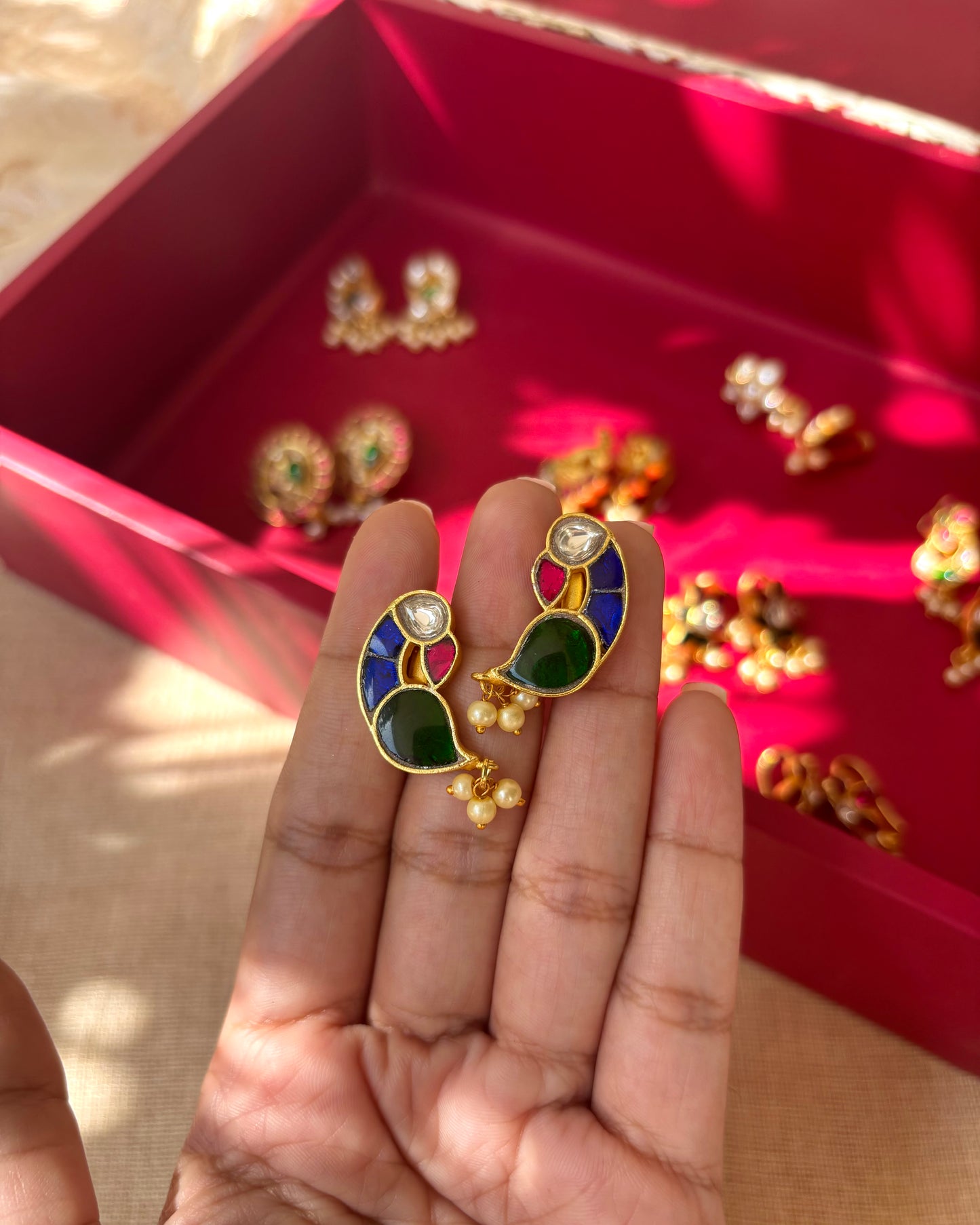 Handcrafted Peacock Bugadi – Jadau Kundan Ear Accessory in Gold Plating | ER033