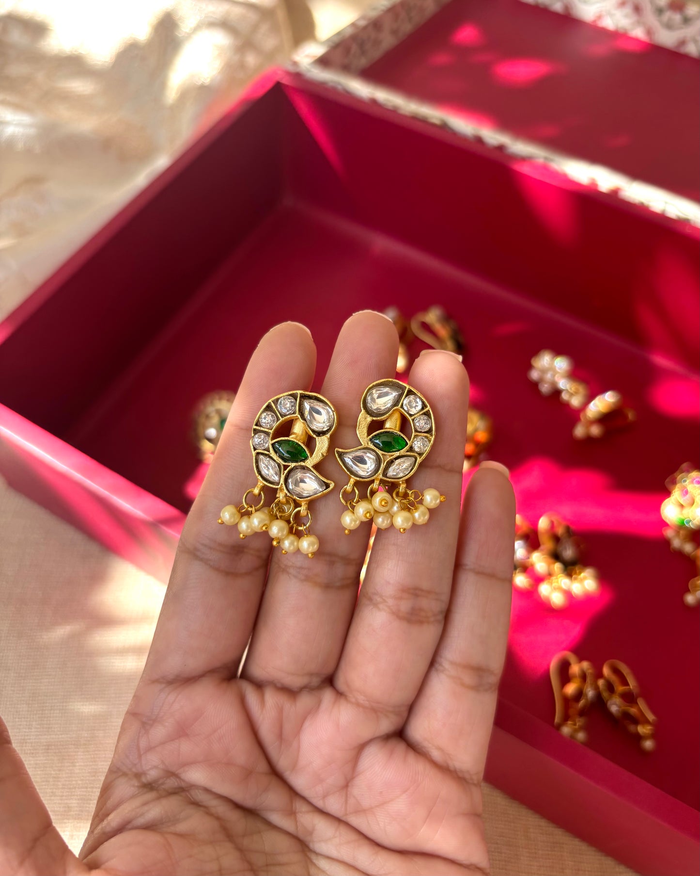 Handcrafted Peacock Bugadi – Jadau Kundan Ear Accessory in Gold Plating | ER034