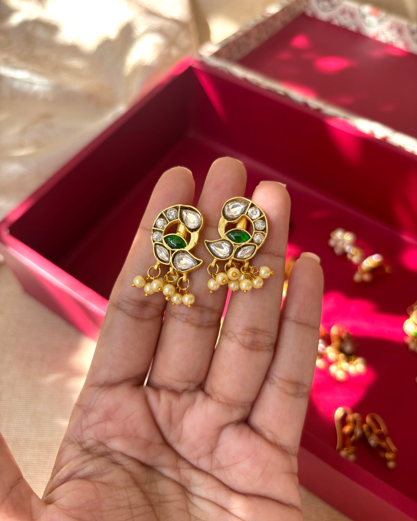 Handcrafted Peacock Bugadi – Jadau Kundan Ear Accessory in Gold Plating | ER034