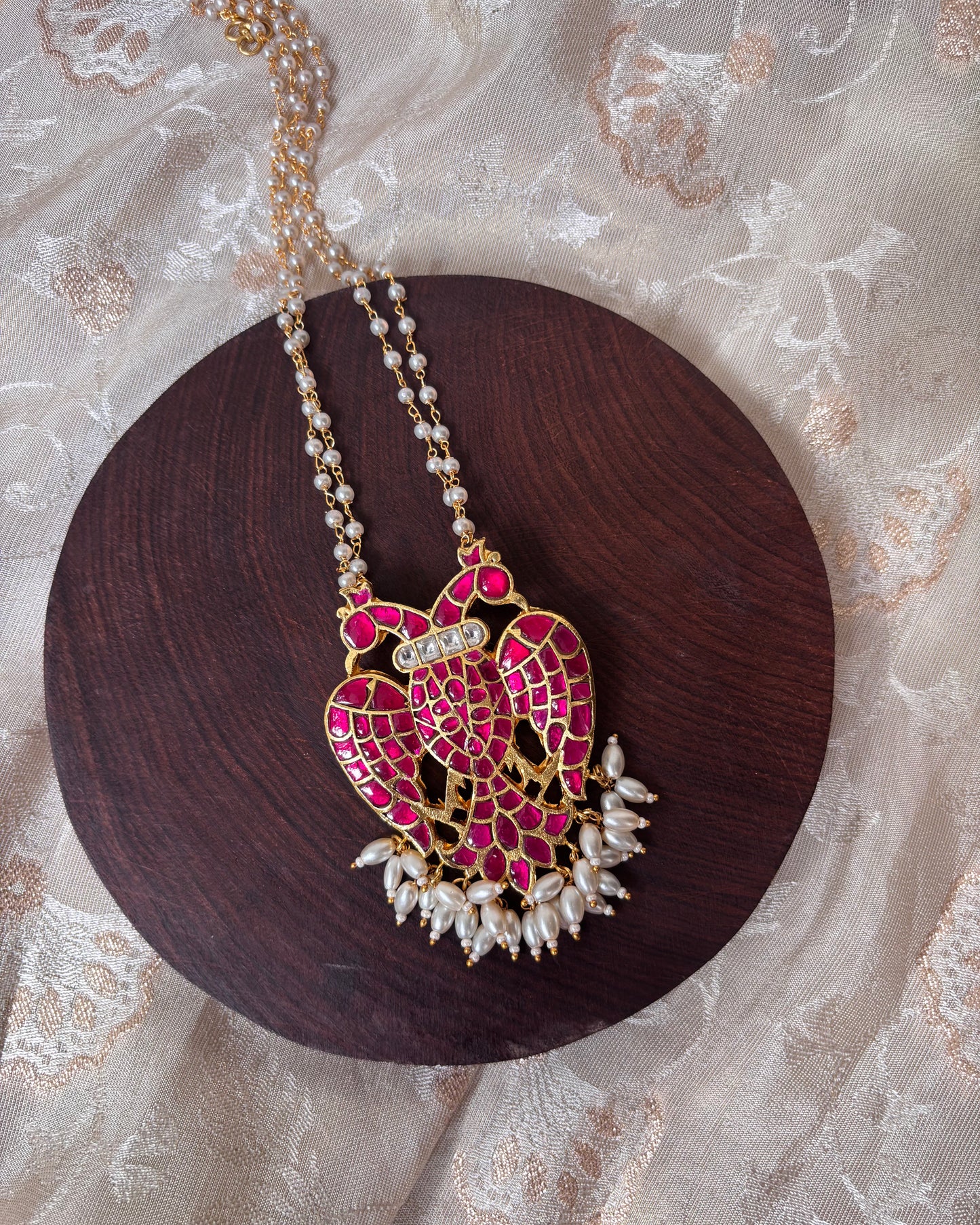 Garudaperulu Jadau Kundan Pendant – Two-Headed Traditional Gold-Plated Statement Piece | NC064 |