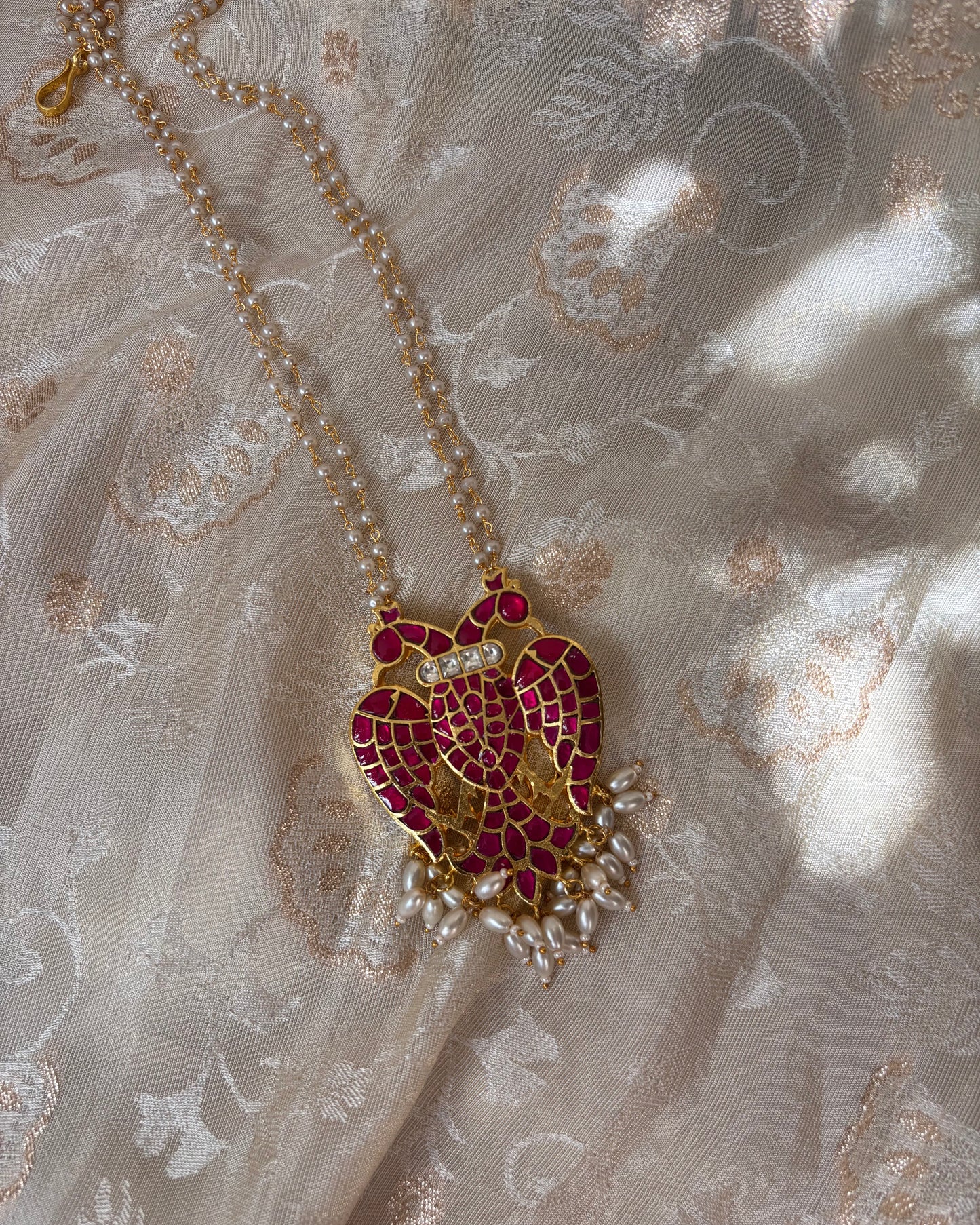 Garudaperulu Jadau Kundan Pendant – Two-Headed Traditional Gold-Plated Statement Piece | NC064 |