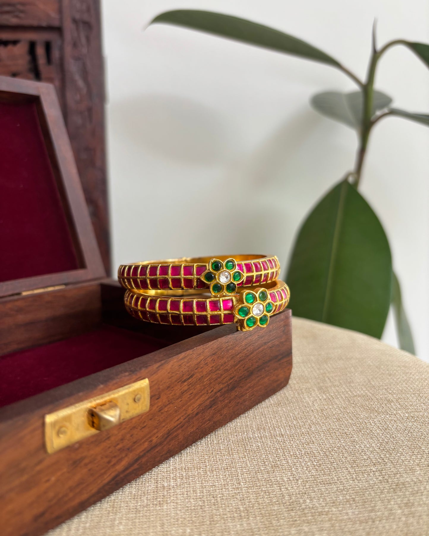 Ruby Jadau Kundan Bangles | BA023