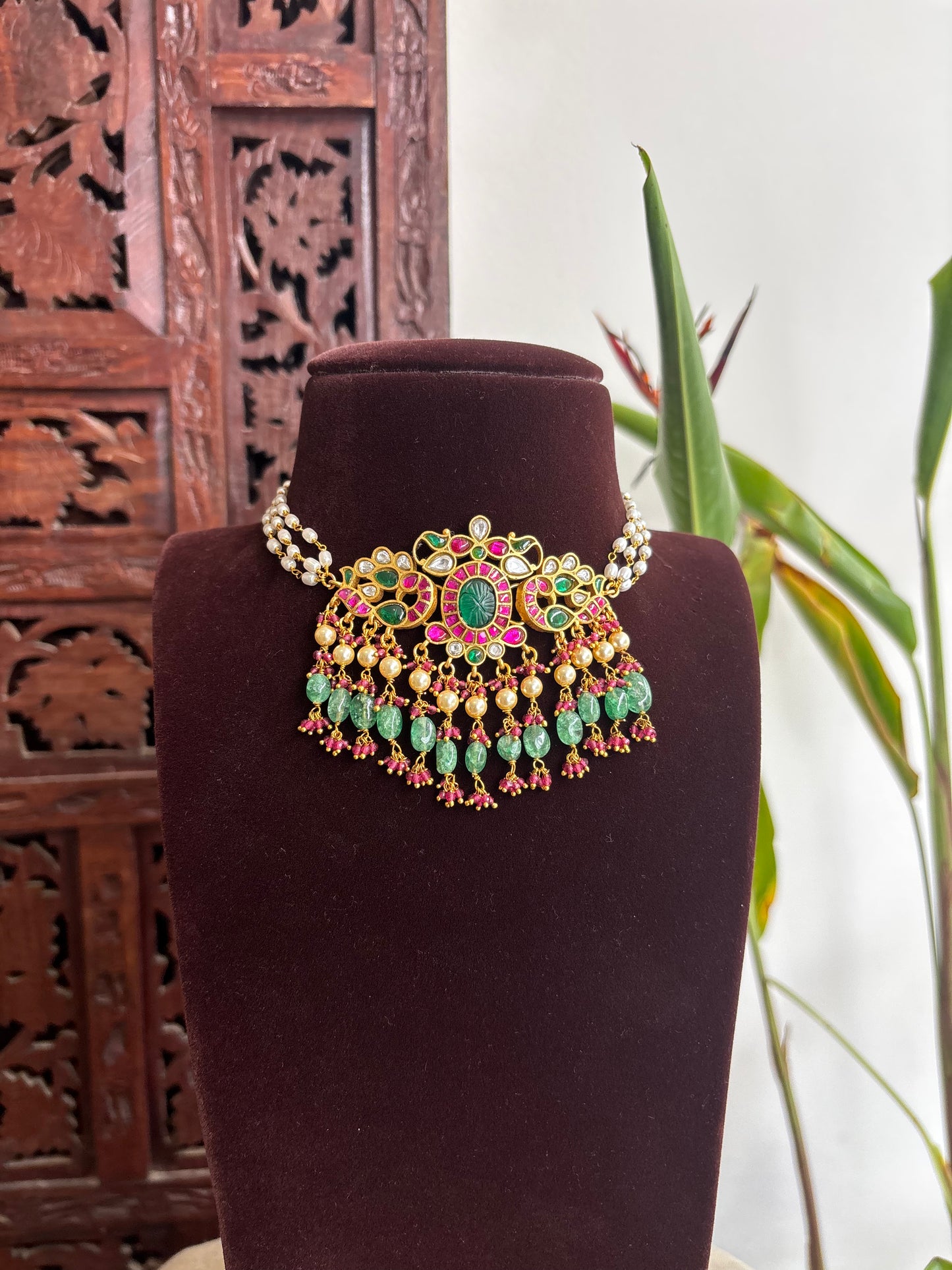 Jadau Kundan Peacock Choker | NC229