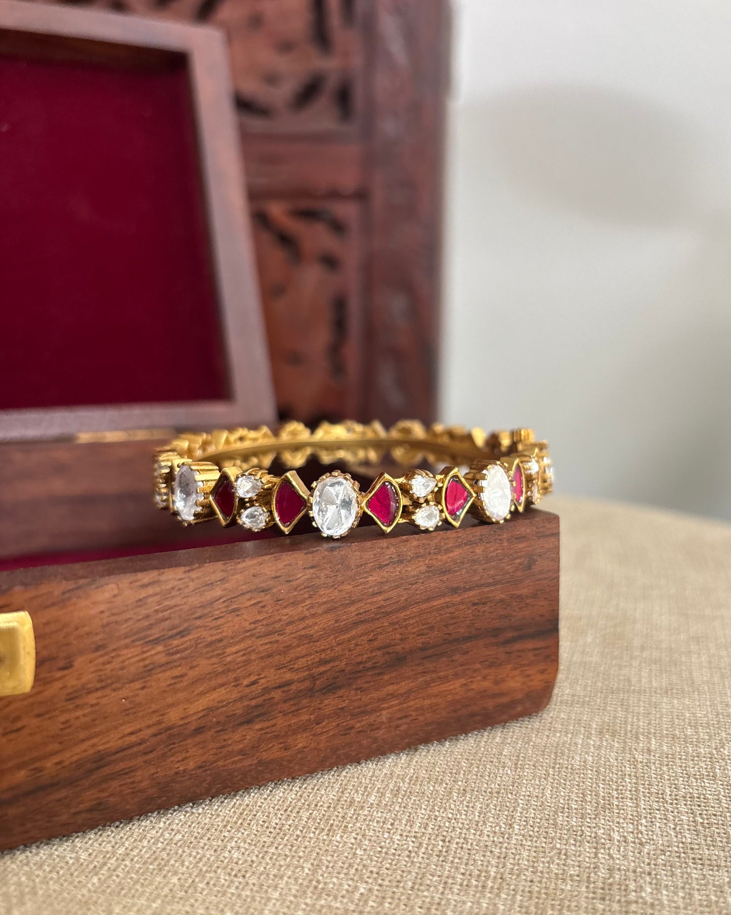 Ruby White Jadau Kundan Bangle | BA084 & BA085