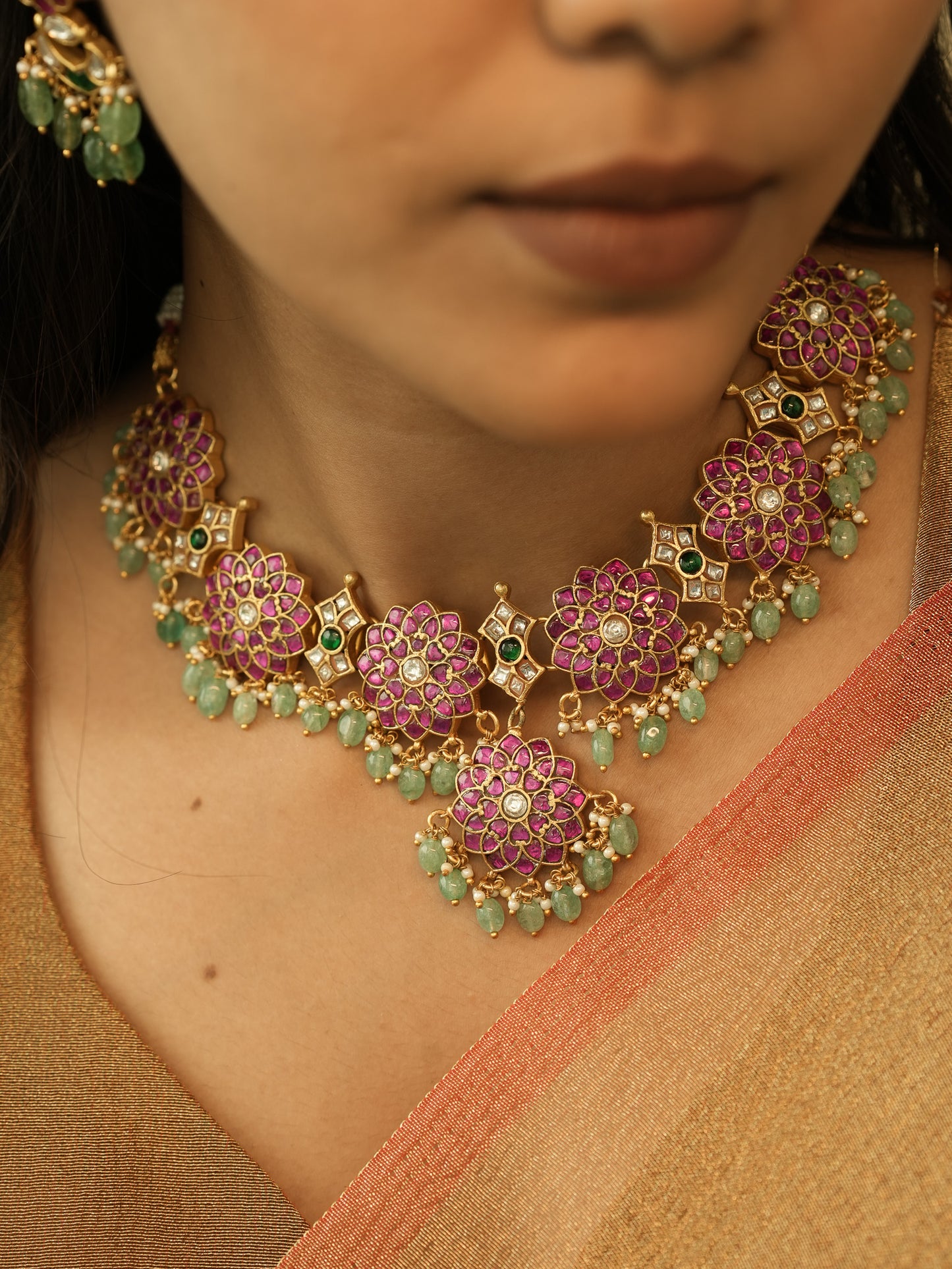 Floral Jadau Kundan Collar Necklace