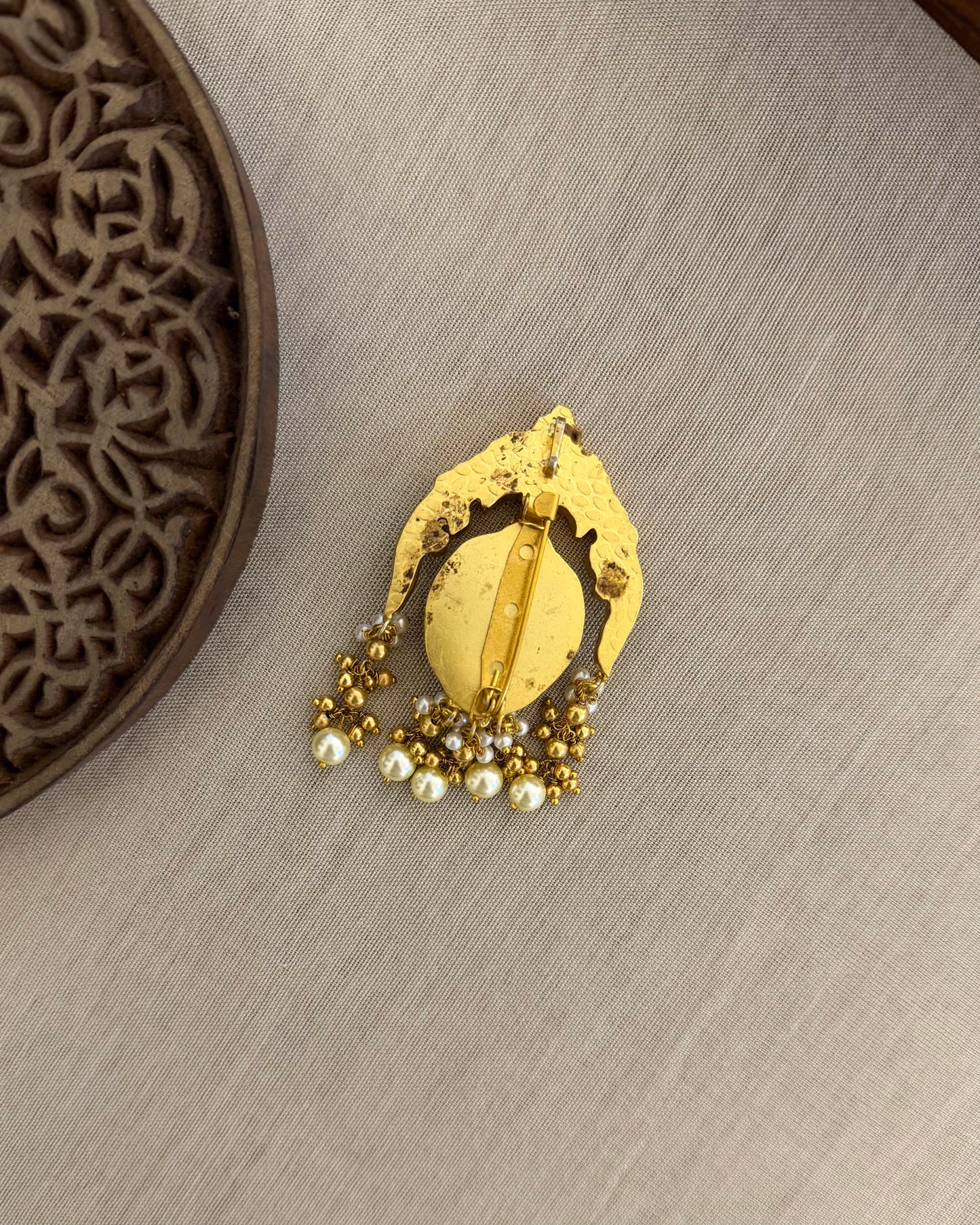 BR003 Jadau Kundan Brooch Saree Pin 3