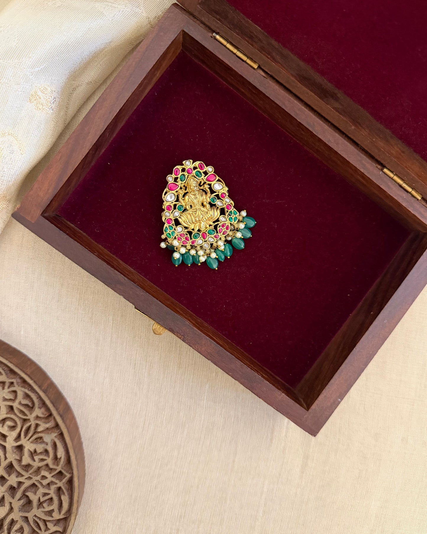 BR002 Jadau Kundan Brooch Saree Pin 4
