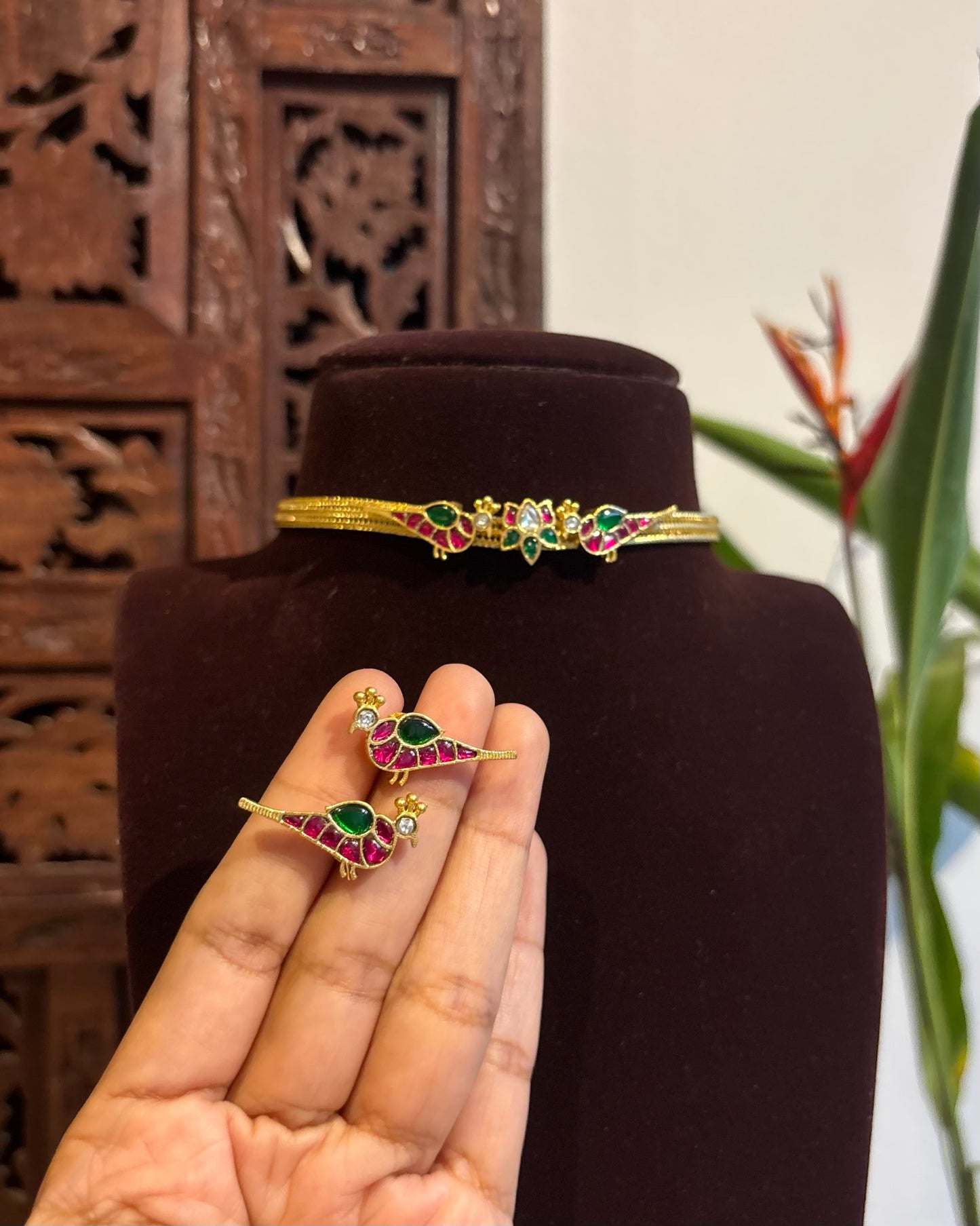 Bloom and Birds Necklace with Matching Earrings | NC225