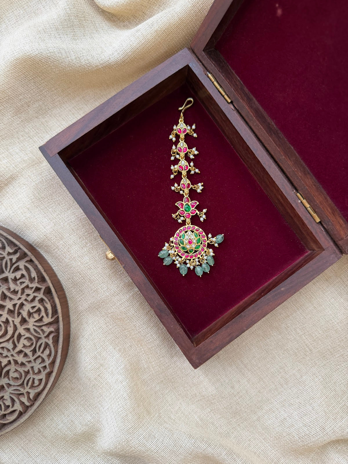 Traditional Jadau Kundan Maang Tikka | Handmade Gold Plated | MT367