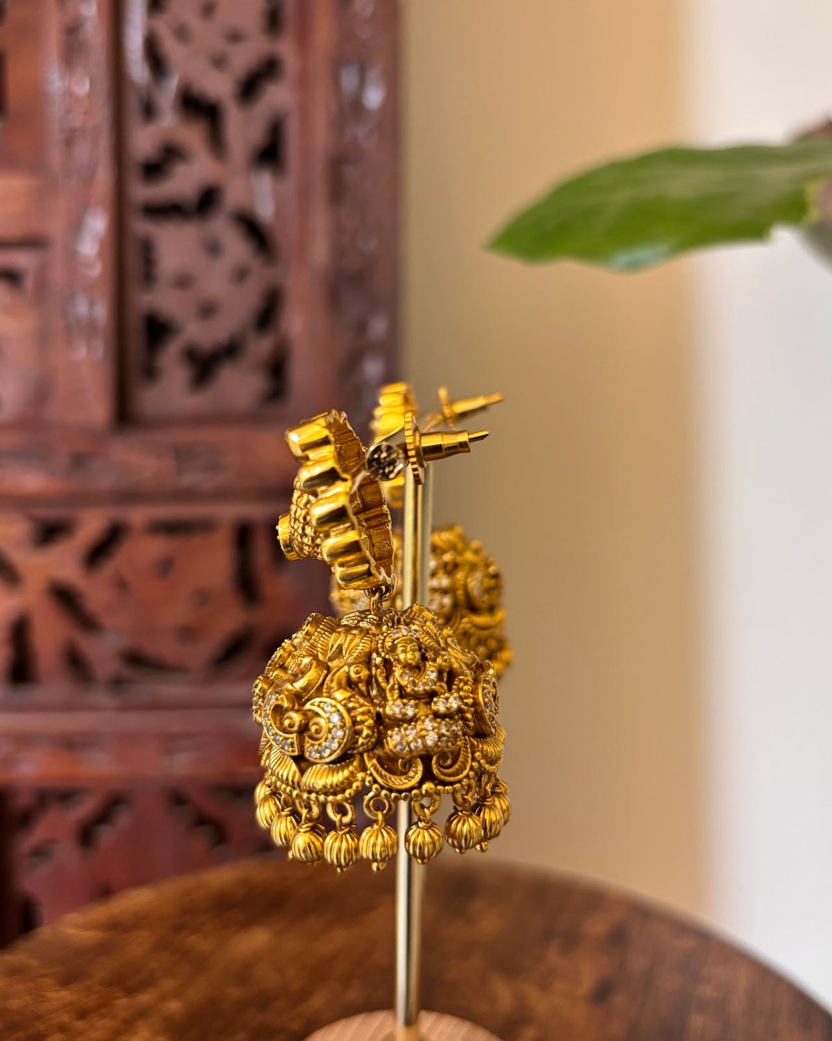 Statement Antique Peacock Jhumkas | Handmade Gold Plated | ER503