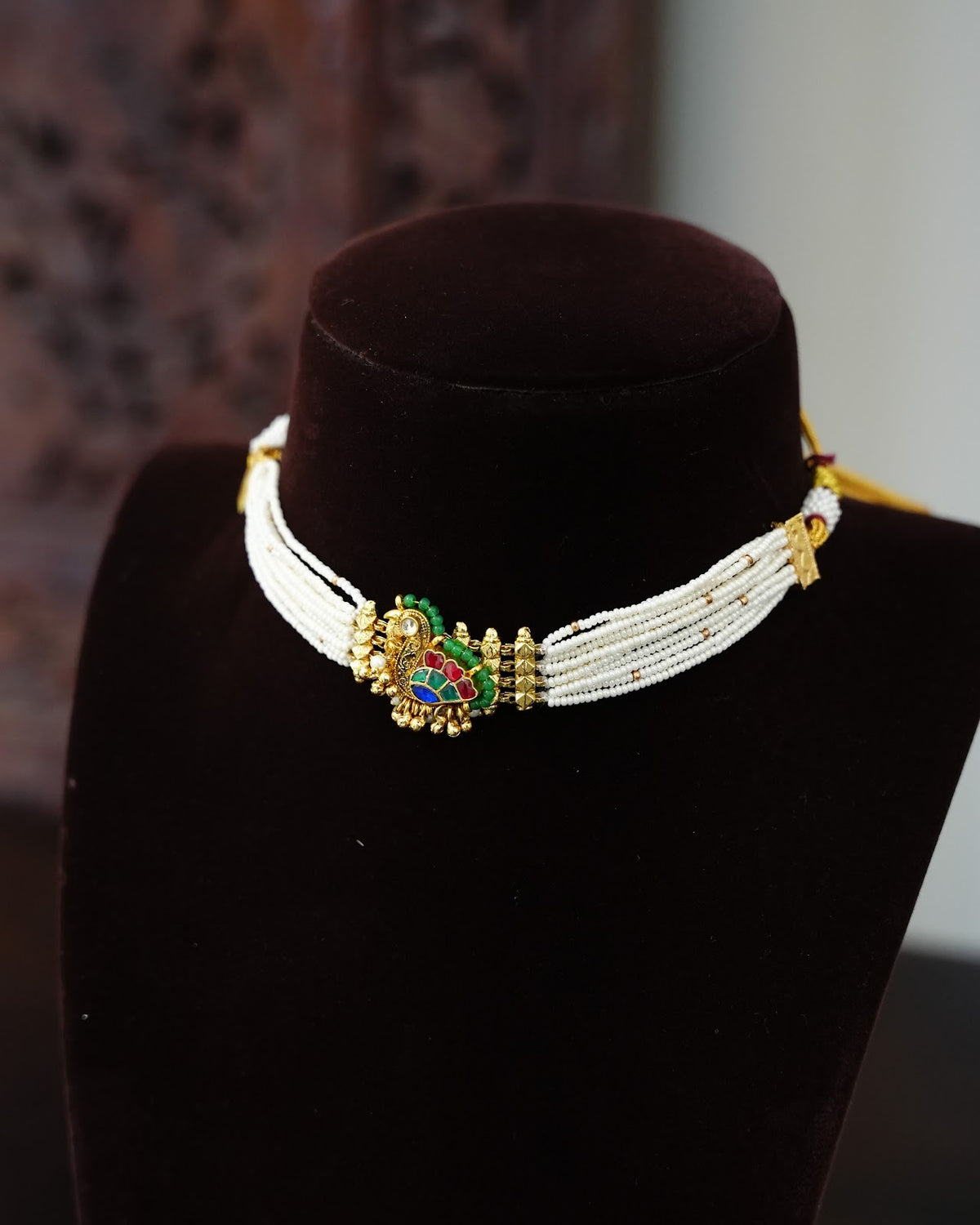 Swan Pearl Kundan Choker with Earrings for Kids | Handmade Gold Plated | NC899
