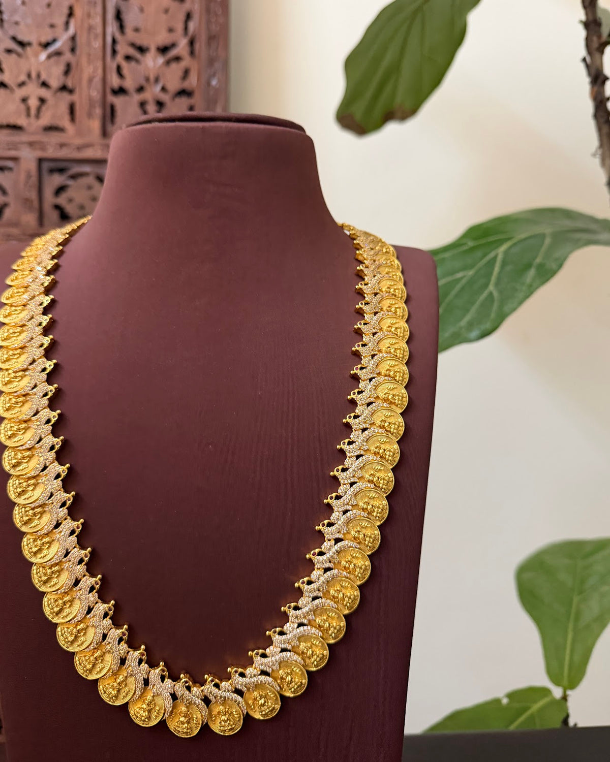Peacock Kaasu Haram with Earrings | Handmade Gold Plated | NC924