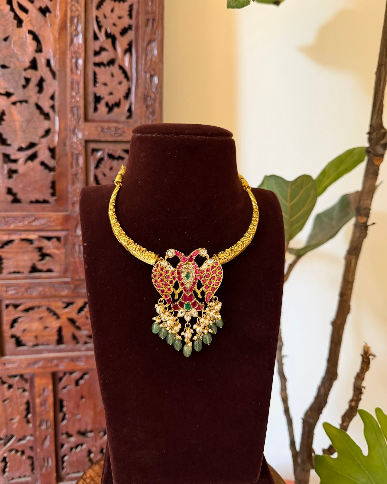 Gandaberunda Hasli Jadau Kundan Necklace | Handmade Gold Plated | NC766
