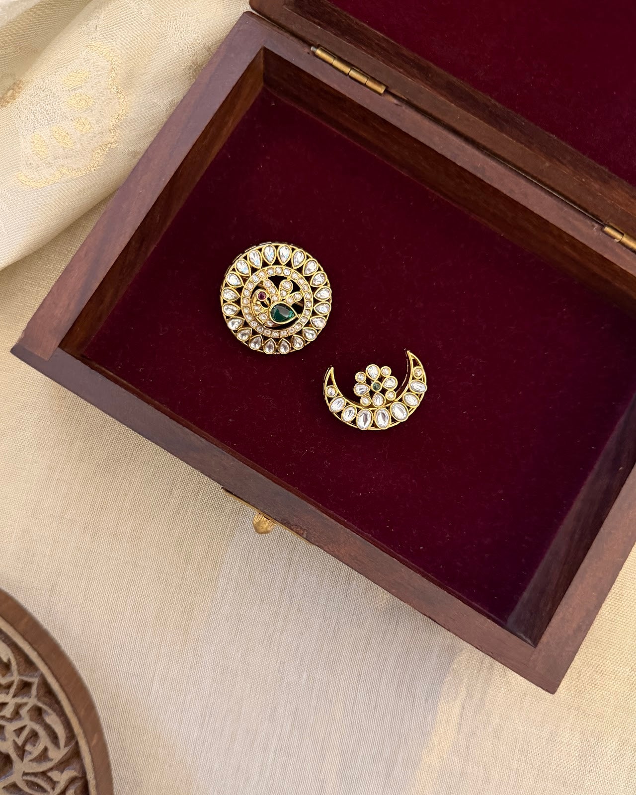 Jadau Kundan Sun & Moon Hair Accessory HA358