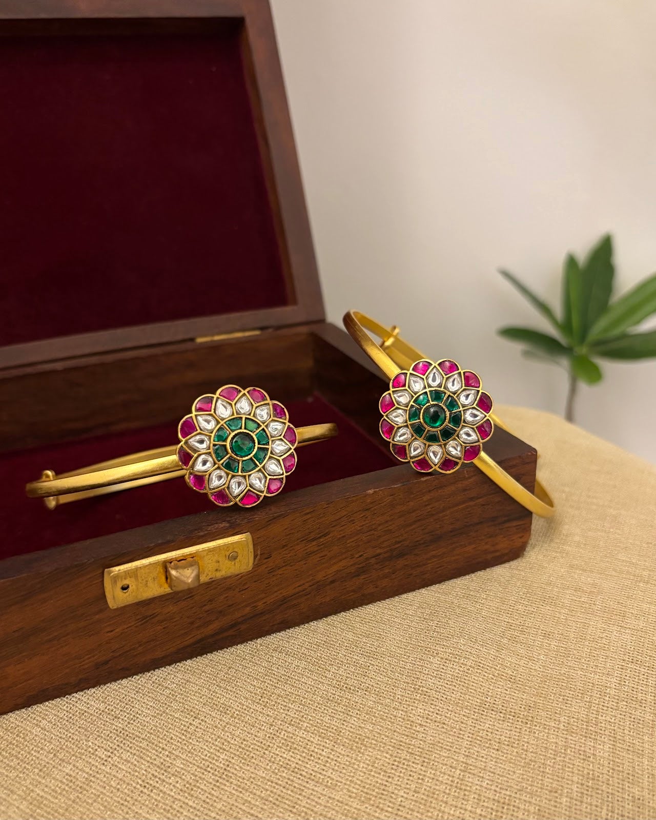 Floral Peacock Jadau Kundan Armlets AR008 view 4
