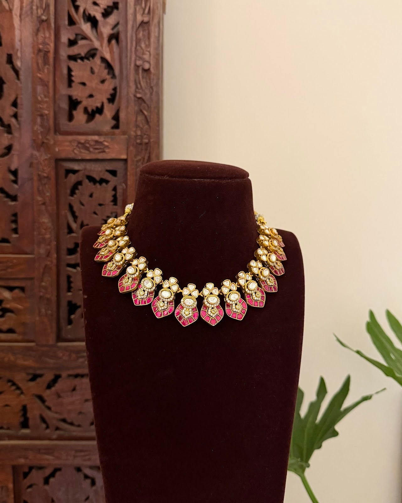 Elegant Moissanite Kundan Necklace & Earrings Set NC699