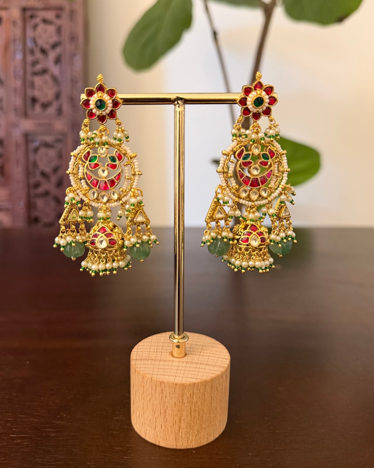 Kundan Statement Chandbali Earrings | Handmade Gold Plated | ER478