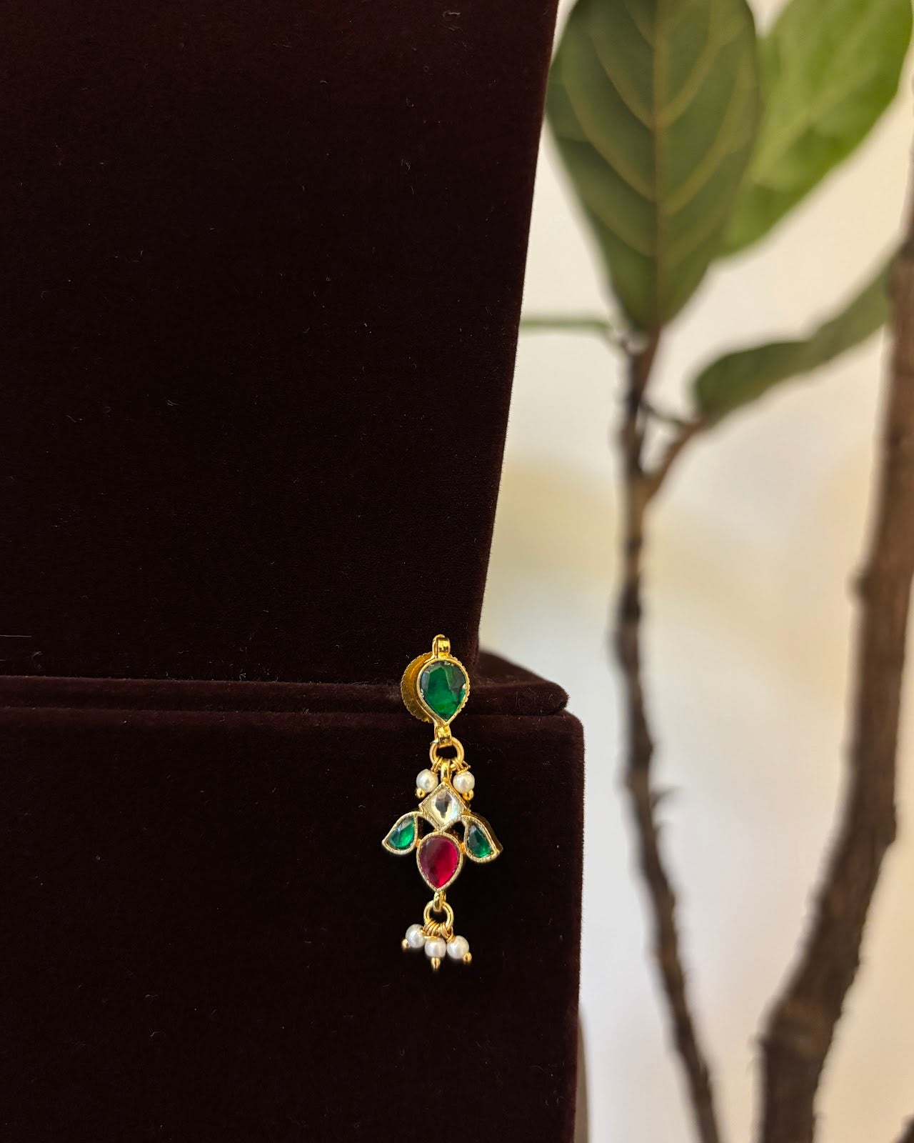 Jadau Kundan Invisible Chain Necklace with Earrings | Multicolor | Handmade Gold Plated | NC742
