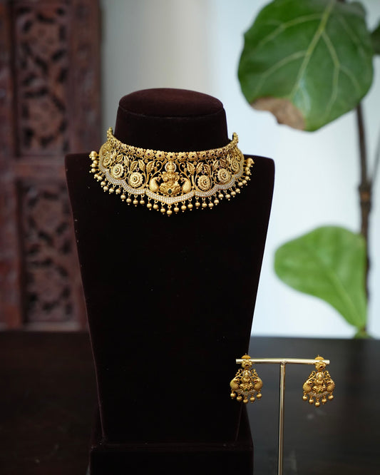 Divine Heritage Lakshmi Choker Necklace Set with Earrings | NC905