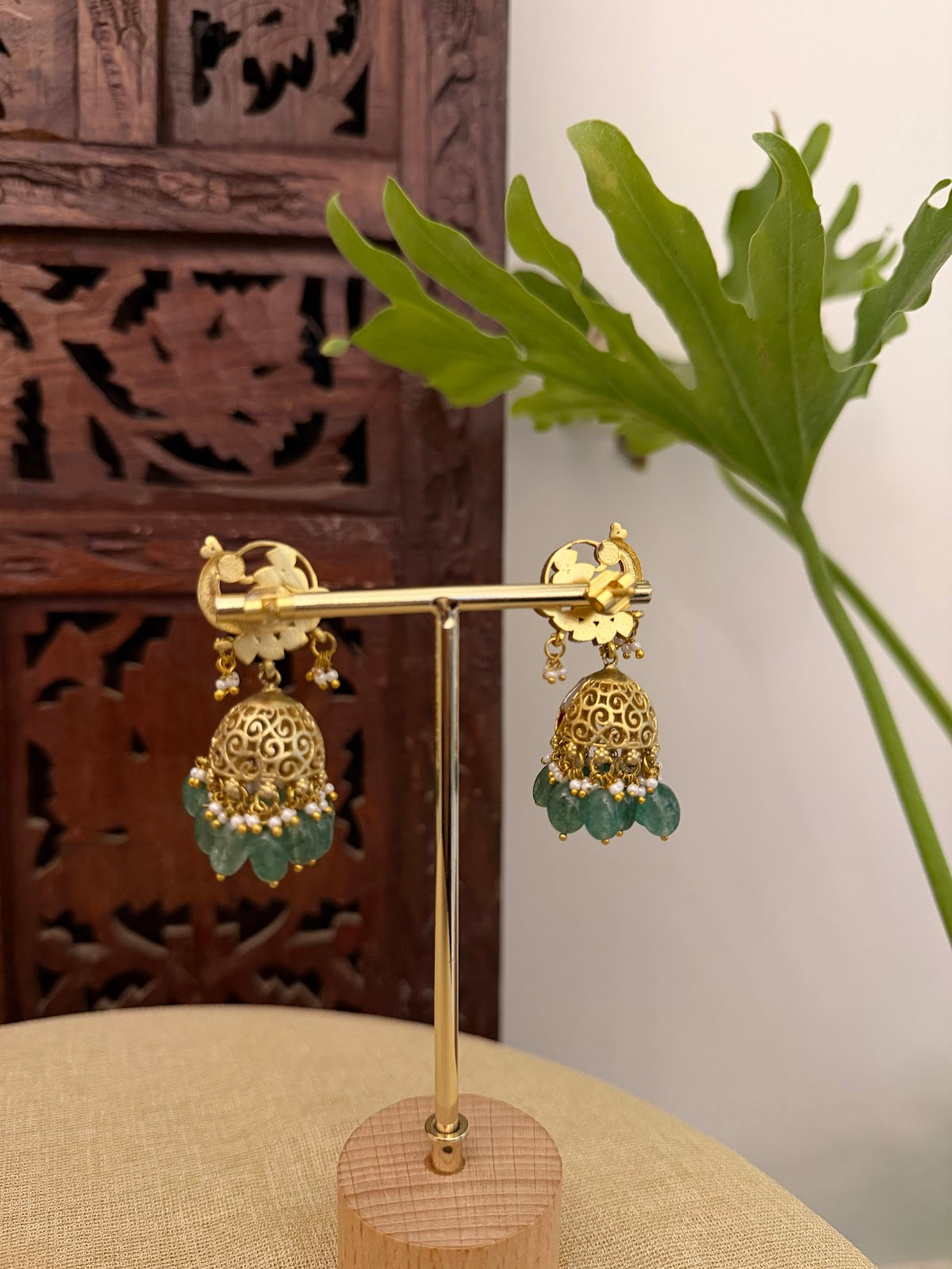 Multicolor Floral Jadau Kundan Jhumkas | ER409