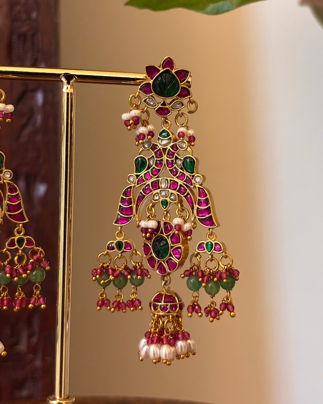 Statement Multicolor Jadau Kundan Jhumkas | Handmade Gold Plated | ER446