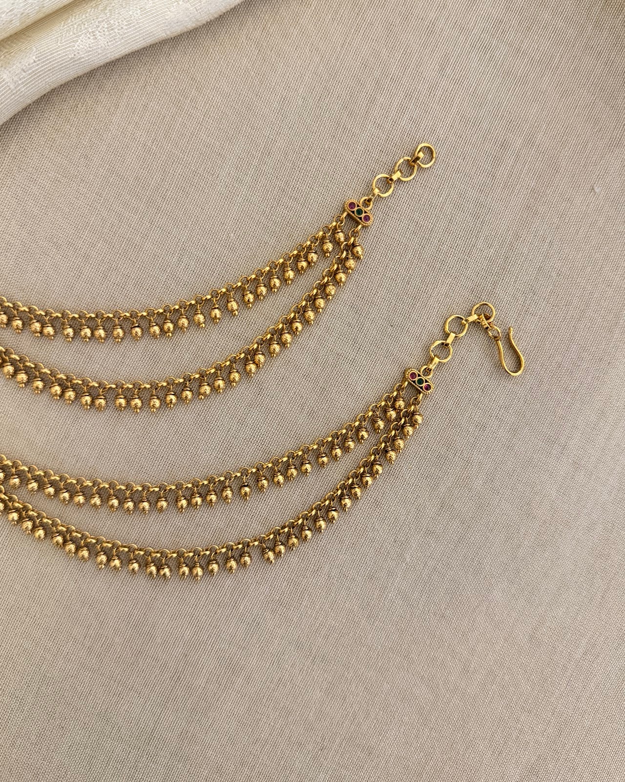 Minimal 2-Layer Pearl Gold Finish Ear Chain EC206