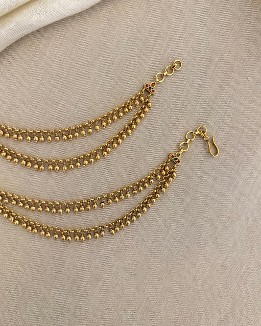 Minimal 2-Layer Pearl Gold Finish Ear Chain EC206