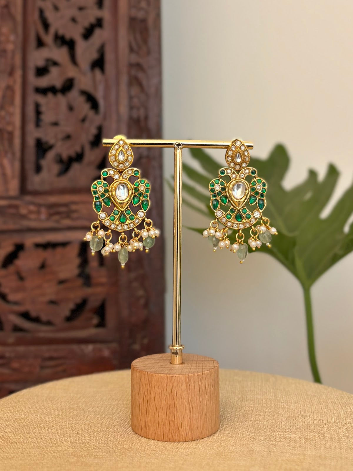 2 in 1 Gandaberunda Statement Earrings | Handmade Gold Plated | ER437