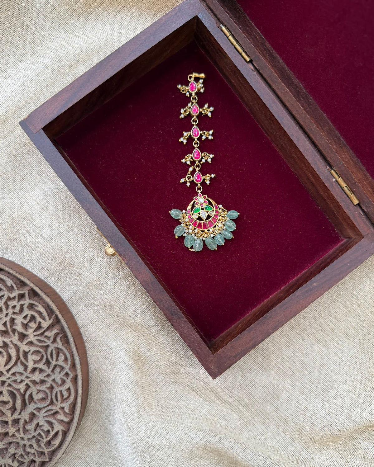 Ethnic Jadau Kundan Maang Tikka | Handmade Gold Plated | MT365