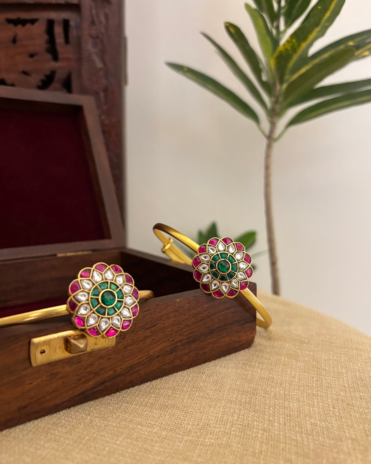 Floral Peacock Jadau Kundan Armlets AR008 view 2
