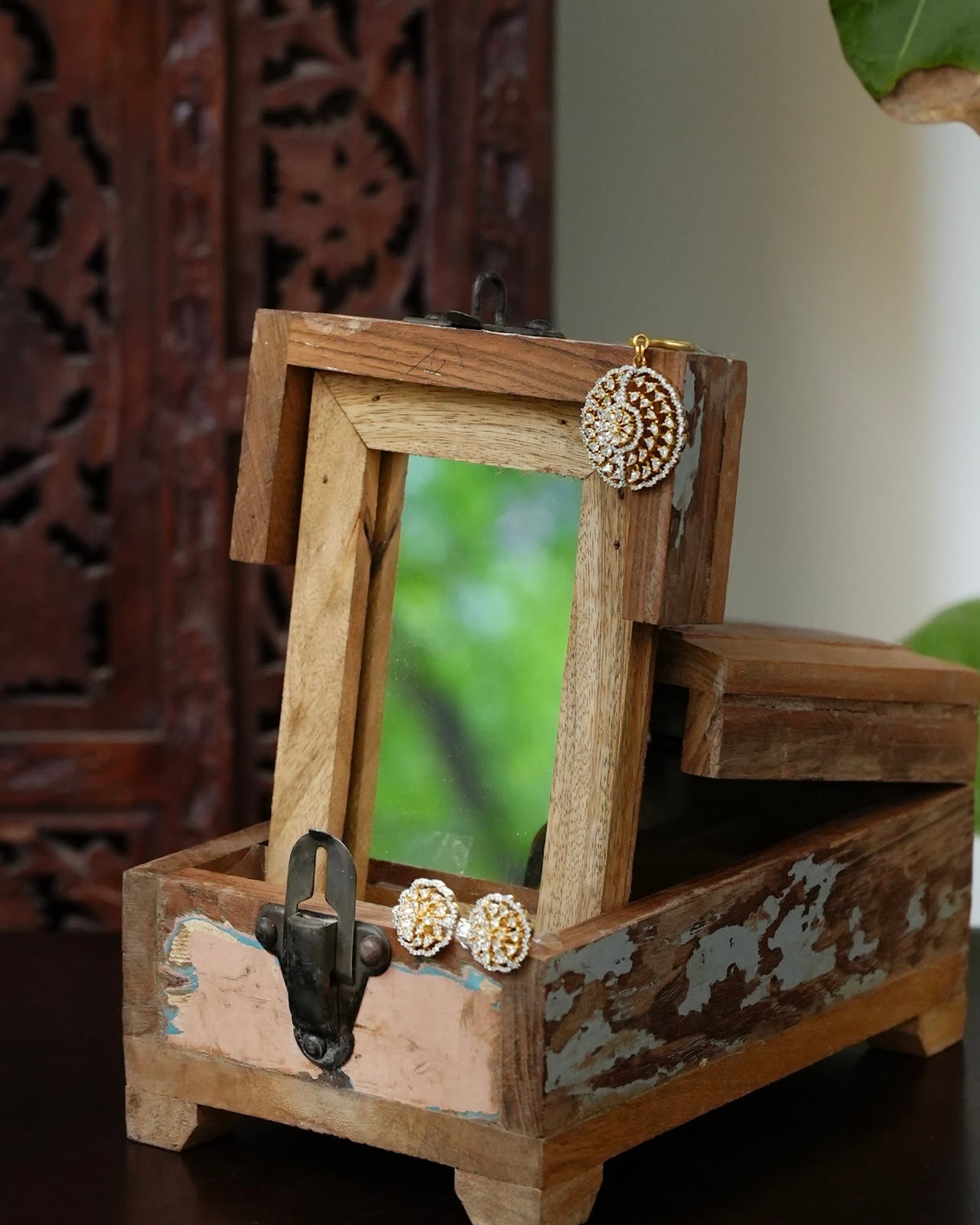 Classic White AD Stone Pendant and Earrings Set | Handmade Gold Plated | NC909