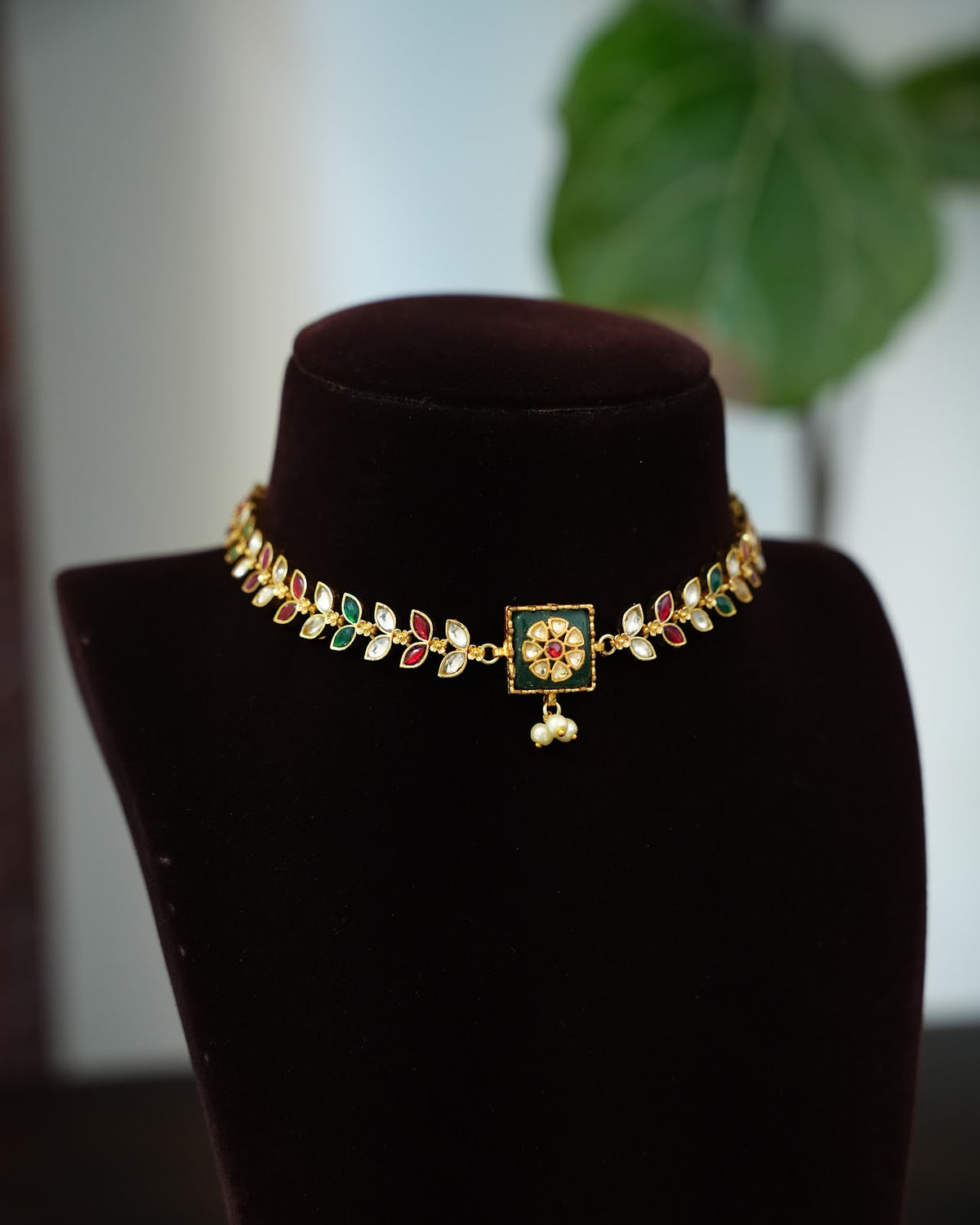 Kundan Floral Statement Choker with Earrings | Handmade Gold Plated | NC903