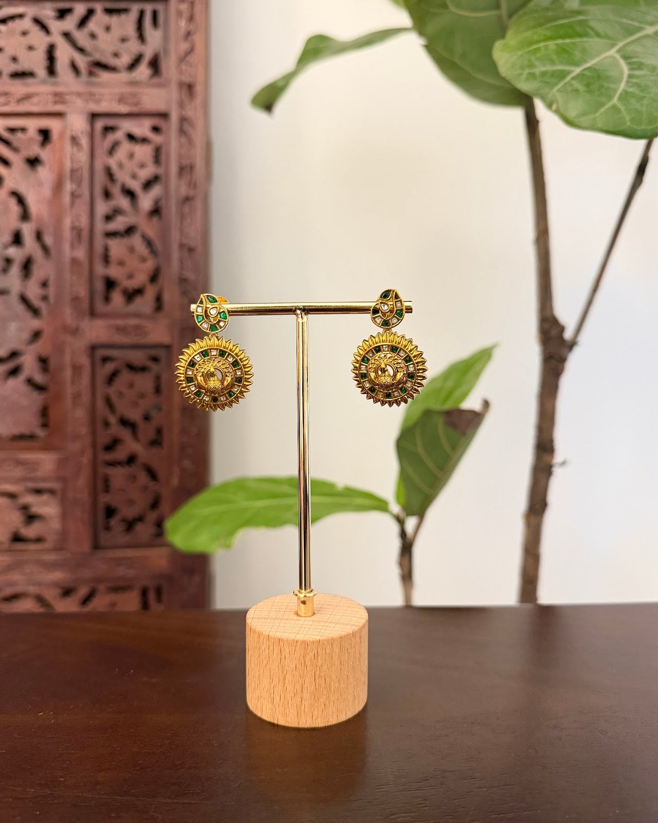 Antique Green Kundan Peacock Necklace Set | Handcrafted Heritage Jewellery | NC834
