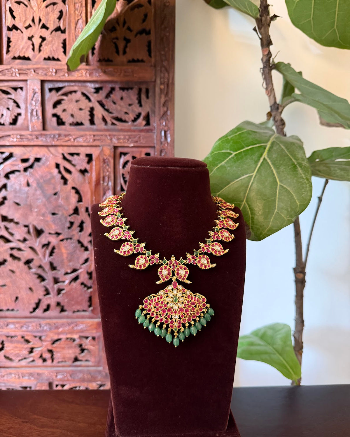 2 in 1 Short Jadau Kundan Mango Haram with Earrings | Handmade | NC884