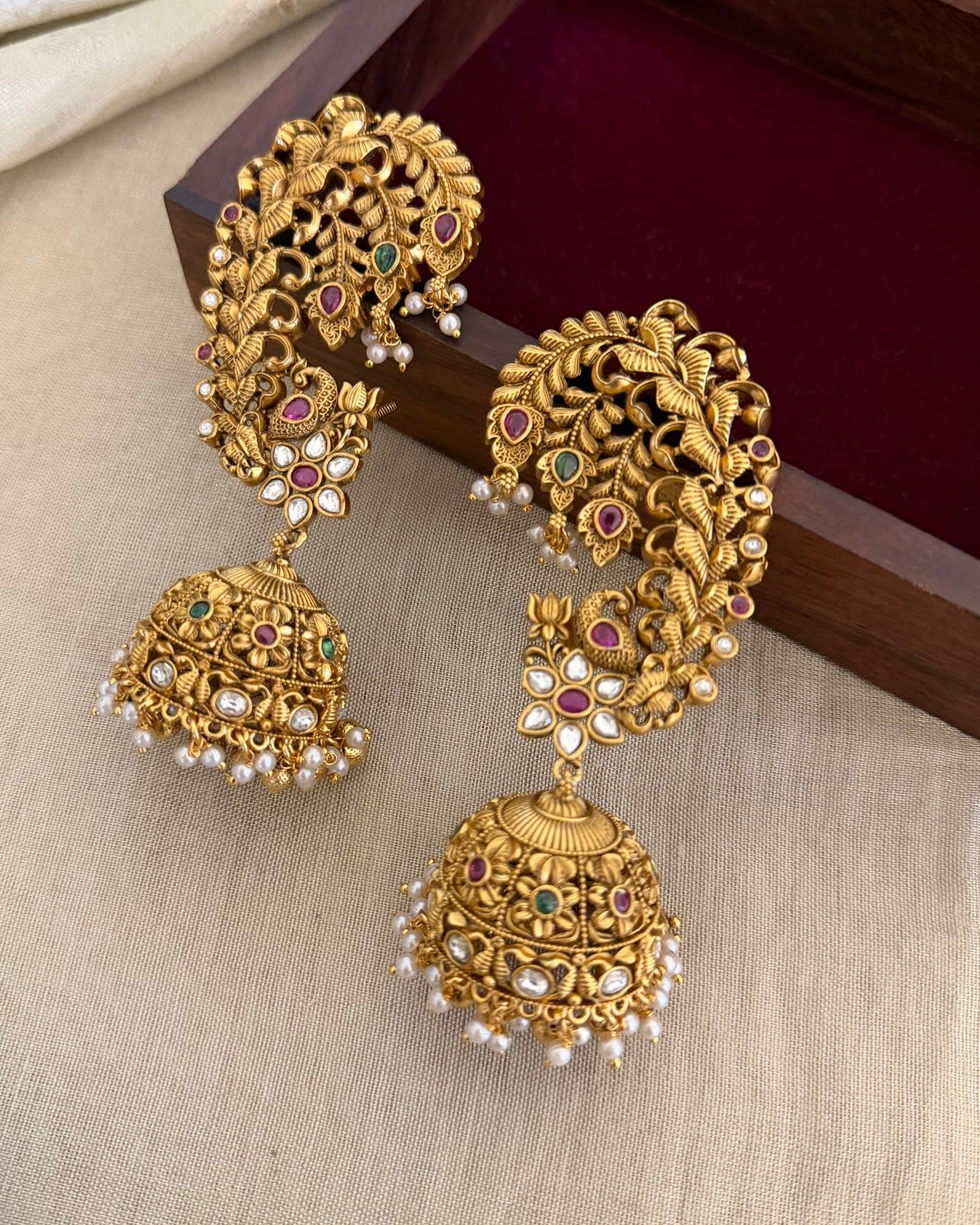 Antique Kundan Ear Cuff Jhumkas ER402