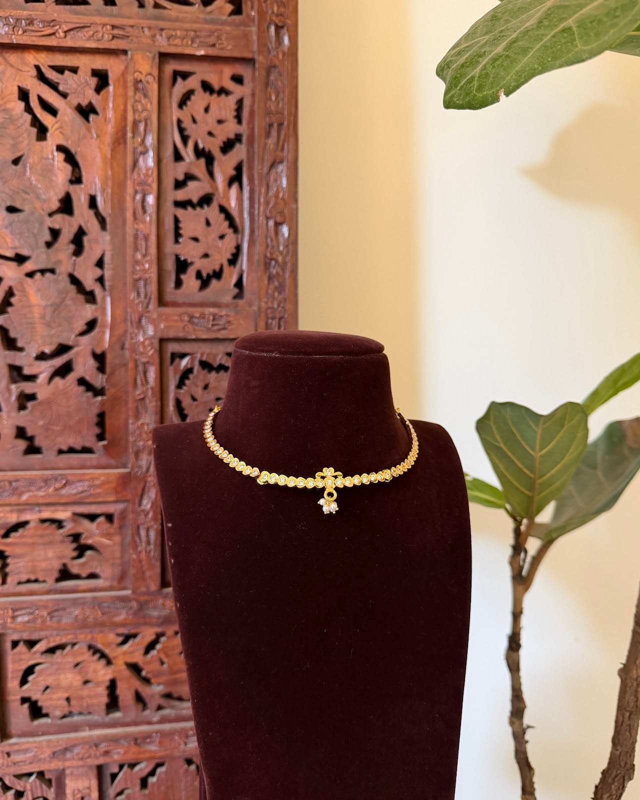 Vintage Minimal Attigai Necklace | Handmade Gold Plated | NC738