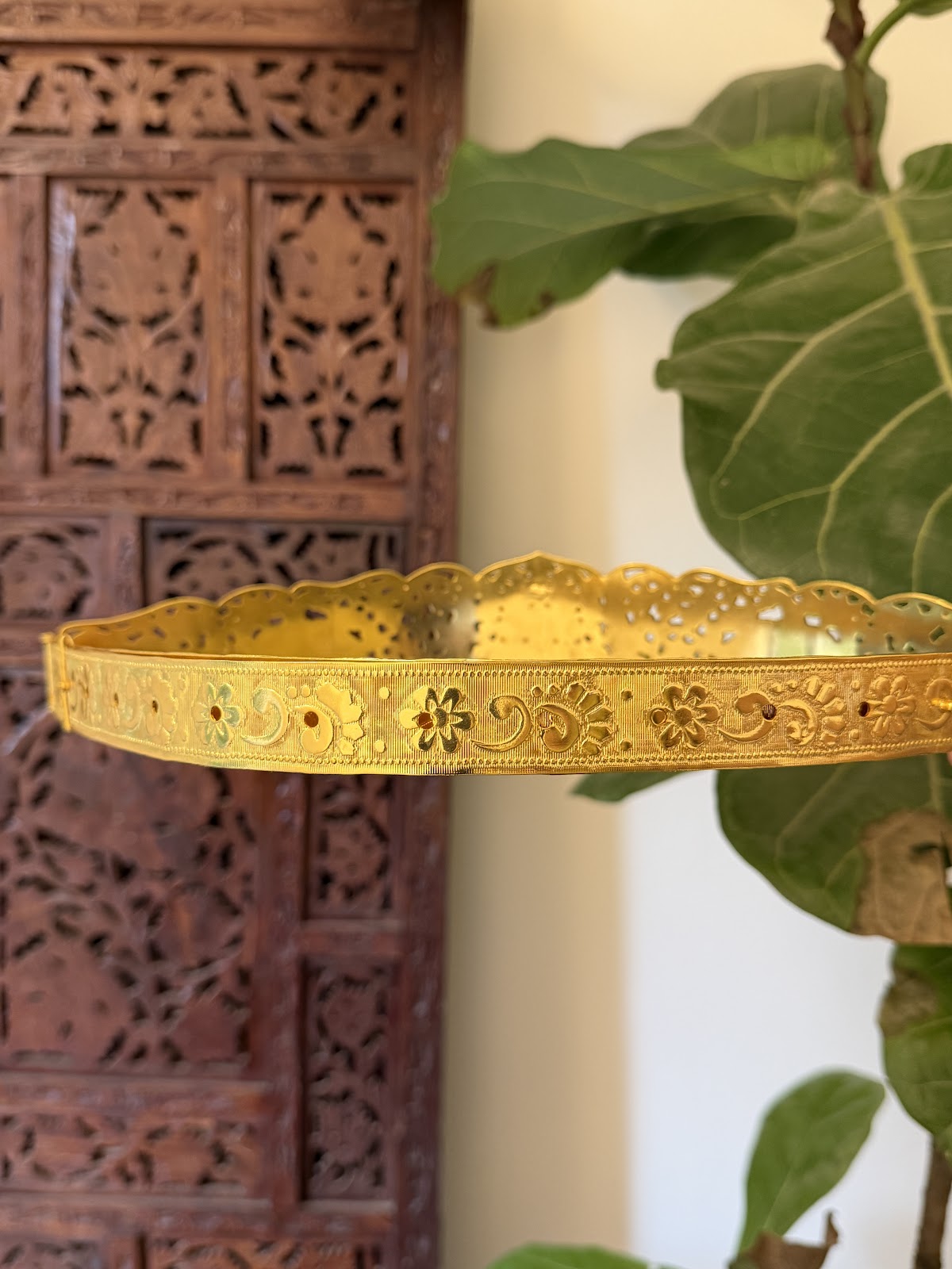 Antique Gandaberunda Hipbelt – Ruby with Pearl Drop | Handmade Gold Plated | WB050