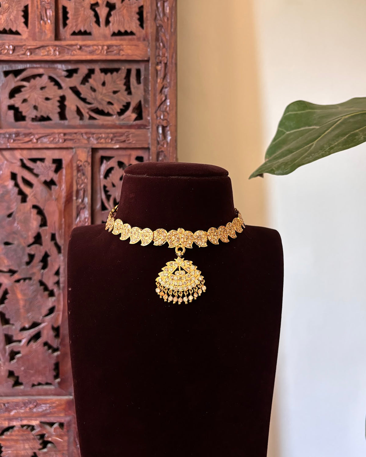 Vintage South Indian Attigai Necklace | Timeless Heritage Gold Tone | NC866